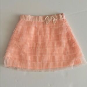 Janie & Jack Tiered Pleated Tulle Ruffle Skirt Peach/pink